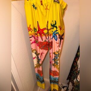 Versace Tresor de La Mer collection Yellow and Pink leggings READ DESCRIPTION
